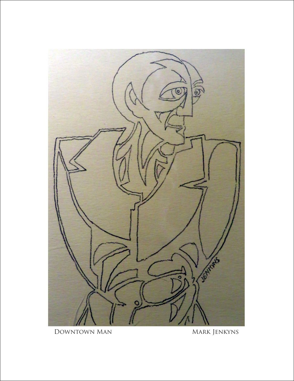 DOWNTOWN MAN | Image  4.75”x6.75”/ White frame 8.75”x 10.75”