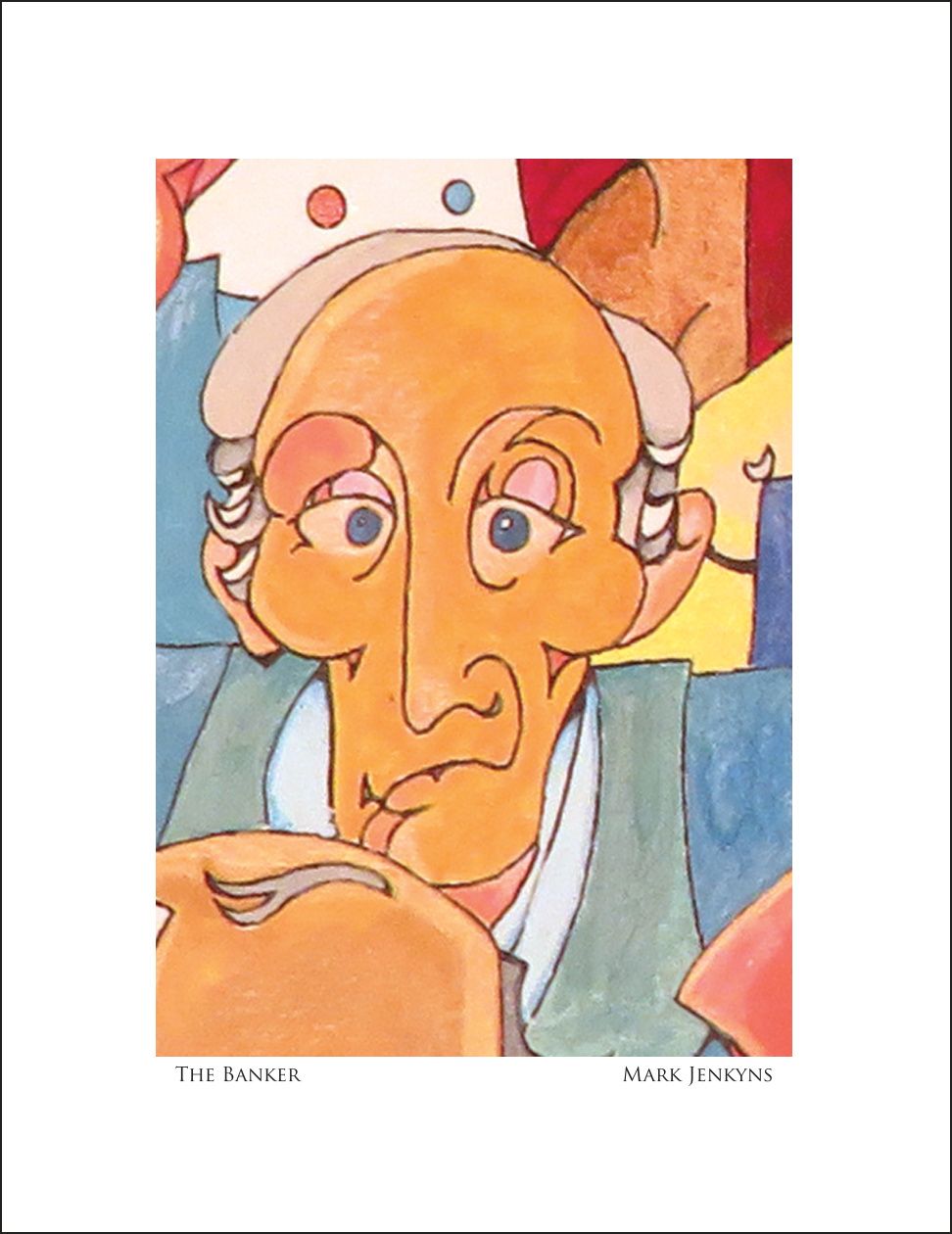 The Banker | Image 4.75”x6.75”/ White frame 8.75”x 10.75”