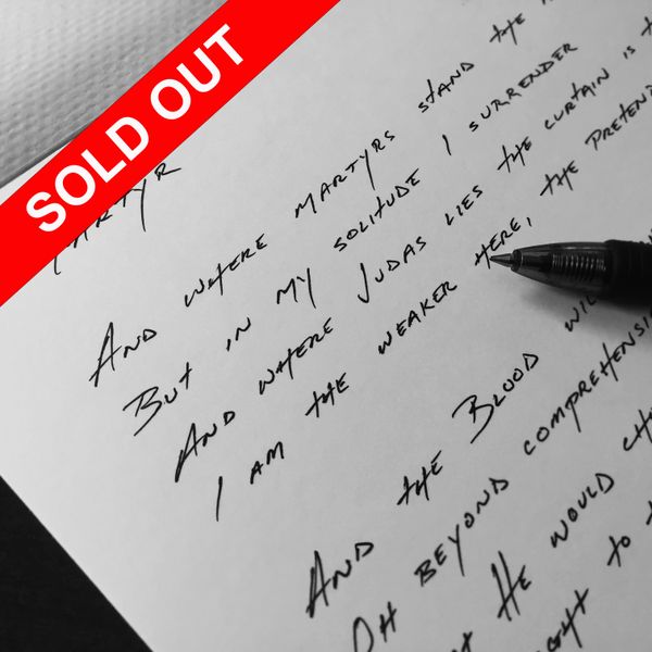 Hand Written Lyric Sheet: Signed + Dedicated [pre-order] limited to 20