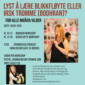 Tin whistle/ Bodhrán workshops in Bergen, Norway
