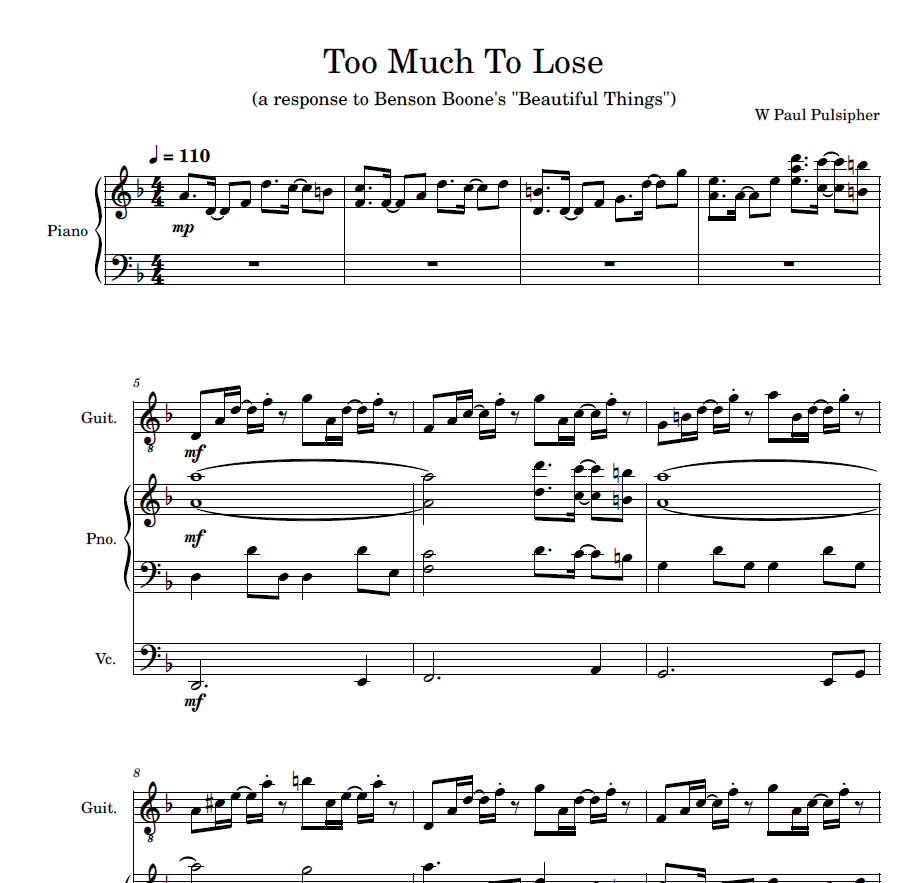 Too Much To Loose - full score