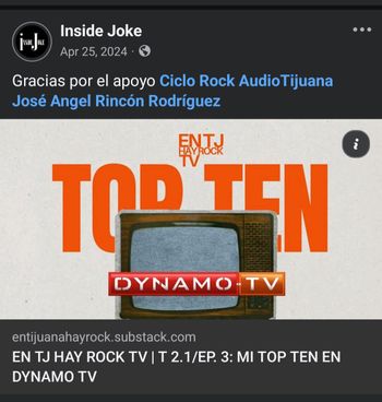Vídeo Paraíso en el top ten de En TIjuana Hay Rock
