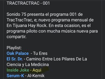 El tema Aqui destacando en top en el programa Trac Trac por la pagina En Tijuana Hay Rock
