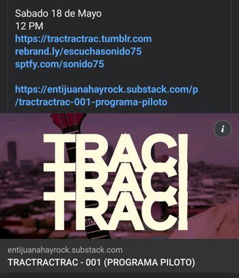 El tema Aqui destacando en top en el programa Trac Trac por la pagina En Tijuana Hay Rock

