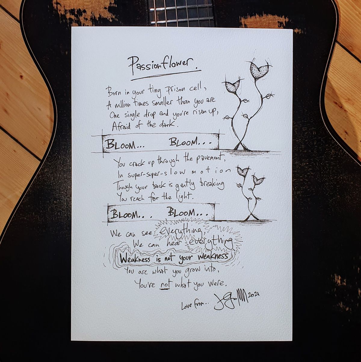 Original Handwritten Lyrics Sheet 
