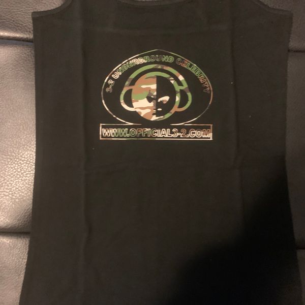Spaghetti Strap Shirt Black/Camo Letters
