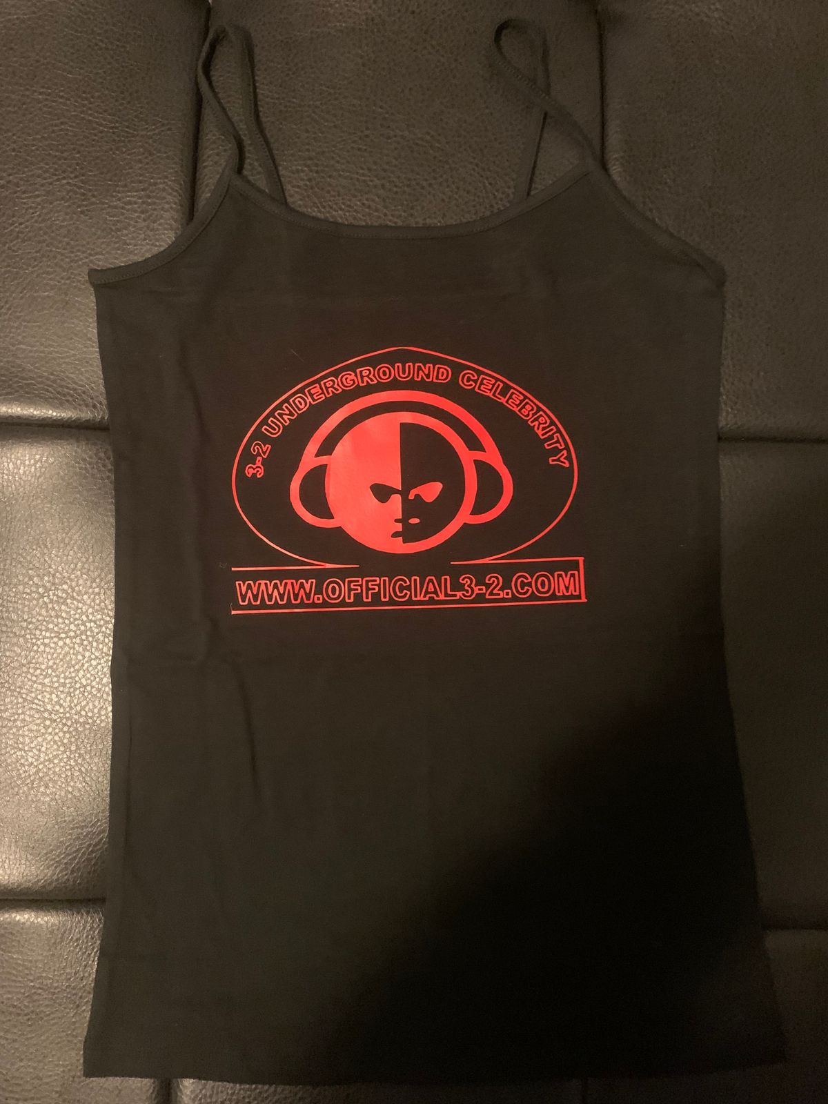 Spaghetti Strap Shirt Black/Red Letters