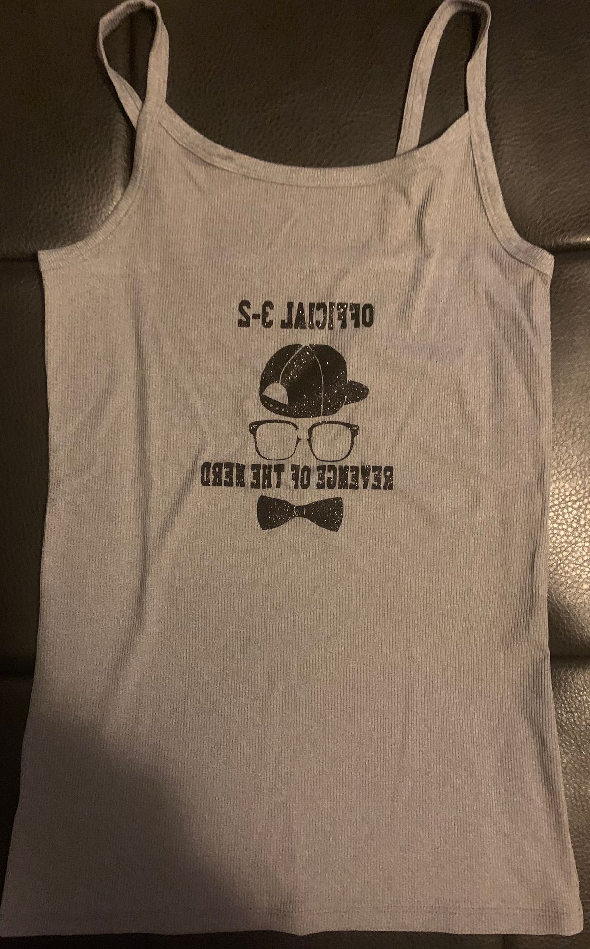 Ladies Tank Top Shirt Gray/Black Glitter