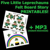 Five Little Leprechauns PRINTABLE Flannel Board Story (digital Images) with MP3 Song by Peter Apel