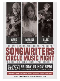 Songwriters Circle:  Greg Hancock, Alex Seel & Maaike Siegerist