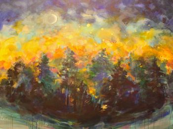 "Remembering you" 30" x 40" Acrylic and ink on canvas Sold
