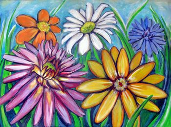 "Flowers for Pixie" 36'' x 48'' Acrylic on hardboard Sold
