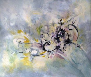 "Overflow" 20" x 24'' Acrylic and pen on canvas Sold
