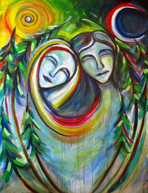 "A Couple in the Woods" 24'' x 36'' Acrylic on canvas Sold
