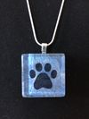 Glass Tile One Paw Print Necklace