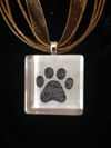 Glass Tile One Paw Print Necklace