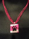 Glass Tile One Paw Print Necklace
