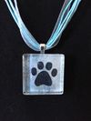 Glass Tile One Paw Print Necklace