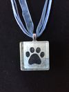 Glass Tile One Paw Print Necklace