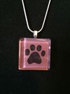 Glass Tile One Paw Print Necklace