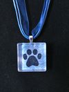 Glass Tile One Paw Print Necklace