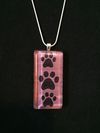 Glass Tile Three Paw Print Necklace