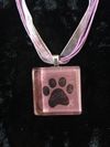 Glass Tile One Paw Print Necklace