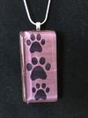 Glass Tile Three Paw Print Necklace