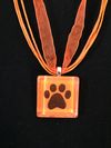 Glass Tile One Paw Print Necklace