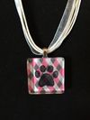 Glass Tile One Paw Print Necklace