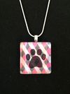 Glass Tile One Paw Print Necklace