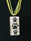 Glass Tile Three Paw Print Necklace