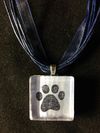 Glass Tile One Paw Print Necklace