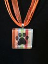 Glass Tile One Paw Print Necklace