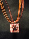 Glass Tile One Paw Print Necklace
