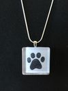 Glass Tile One Paw Print Necklace