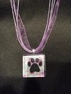 Glass Tile One Paw Print Necklace