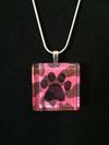 Glass Tile One Paw Print Necklace