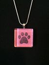 Glass Tile One Paw Print Necklace
