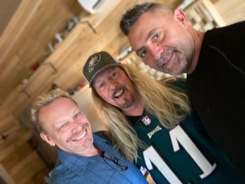 Buddy, Michael Lusk and JM working on Harmonies for Deepest Blue
