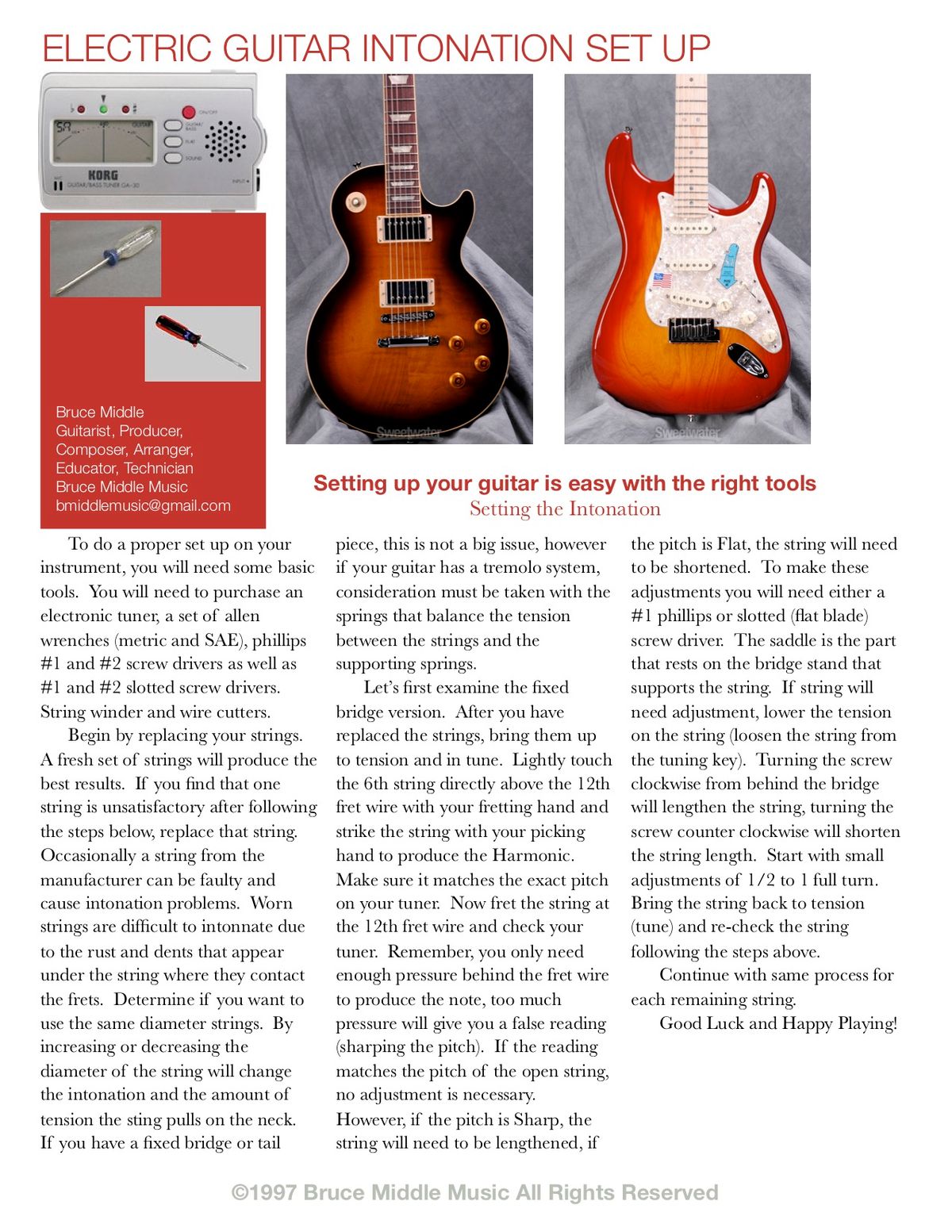 Setting up Intonation on Electric Guitar