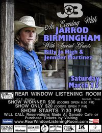 JARROD BIRMINGHAM with Special guests Billy Jo High & Jennifer Martinez