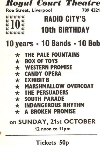 Royal Court Gig Flyer 1984
