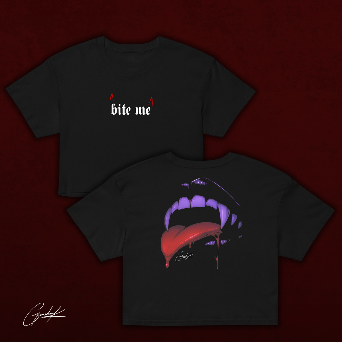 'BITE ME' CROP TEE XSMALL & SMALL