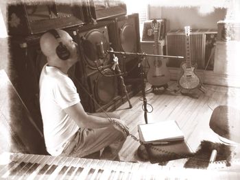 New Orleans artist Dustan Louque recording at Adios Babylon NYC  2012
