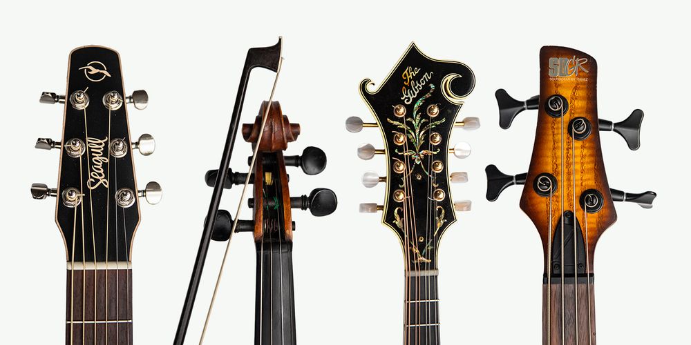The Whiskey Drinks string instruments with a link that goes to the Bio page