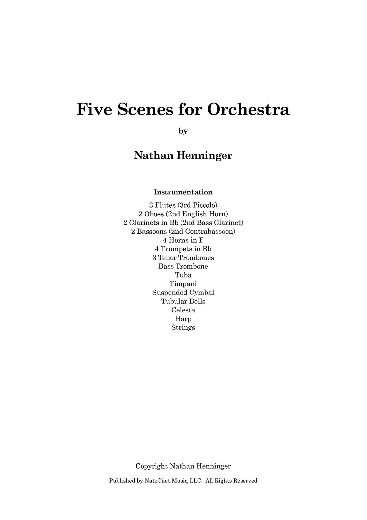Five Scenes for Orchestra - Score Only
