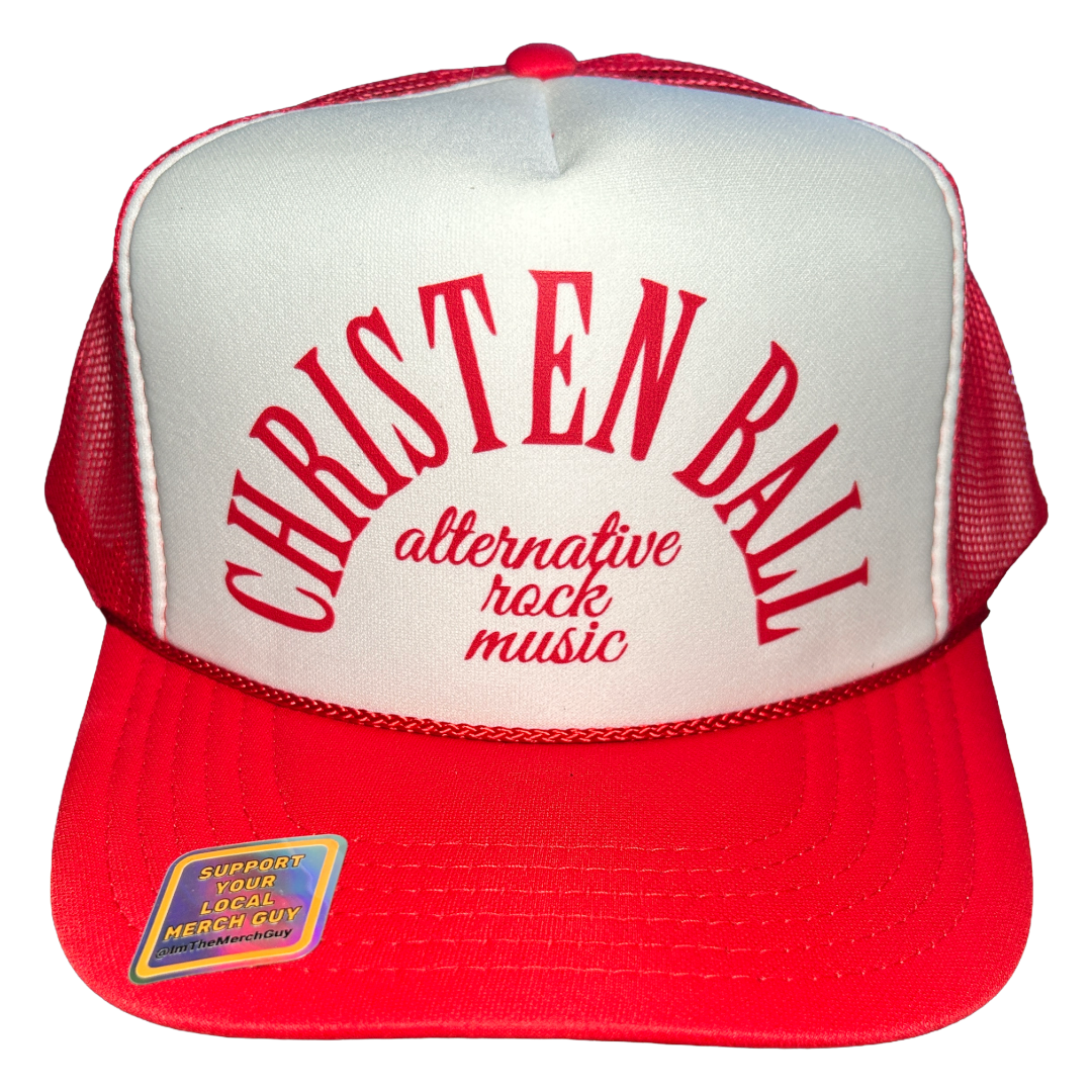 Christen Ball Red and White Trucker Hat
