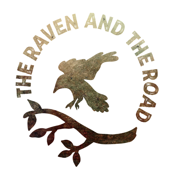 the logo of "the raven & the road" this logo is for the private guitar lessons business. the raven and the road provides guitar lessons. the raven and the road also performs private events. 
