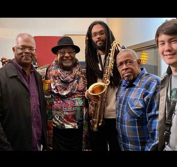 My friend and I with Scotty Barnhart, George Clinton, and Fred Wesley
